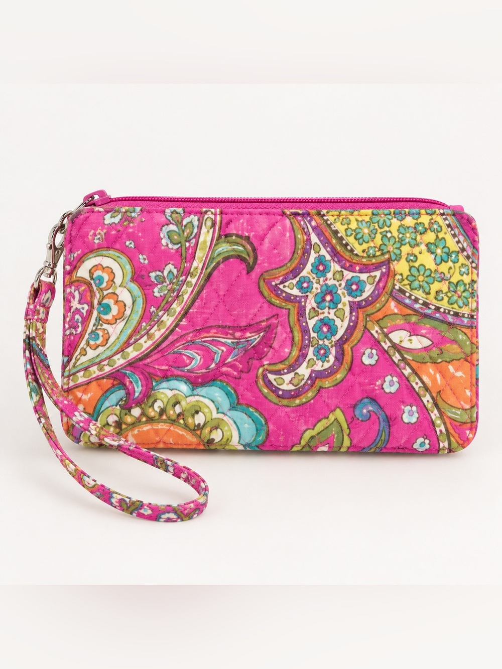 Vera Bradley Pink Swirls Wristlet Wallet Retired 2014 Floral Quilted